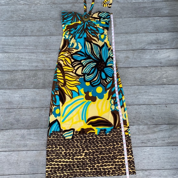 Nine West maxi dress strapless halter floral multi color 6 - Picture 8 of 15